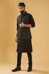 Buy_Raghavendra Rathore Blue_Black Bundi - Jacquard Textured And Kurta Set 