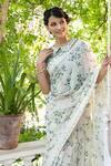 Summer By Priyanka Gupta_Off White Silk Mul Printed Floral Peter Monsoon Saree With Blouse _at_Aza_Fashions