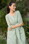 Buy_SUMMER BY PRIYANKA GUPTA_Green Silk Mul Embroidery Chikankari Round Ambar Kurta Set