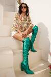 Reynu Taandon_Cream Lurex Multi Color Floral Print Top_Online_at_Aza_Fashions