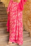 Buy_Suruchi Parakh_Pink Georgette Embroidery Pre-draped Vintage Print Skirt Saree With Blouse 