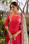 Buy_suruchi parakh_Pink Georgette Embroidered Floral Boat Handcrafted Kurta Set_Online_at_Aza_Fashions