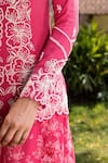 Suruchi Parakh_Pink Georgette Print Floral Scallop Neck Hand Embroidered Kurta And Sharara Set _at_Aza_Fashions