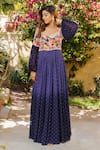 Suruchi Parakh_Purple Georgette Sequins, Beads V-neck Flower Print Yoke Anarkali With Dupatta _Online_at_Aza_Fashions