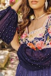 Shop_Suruchi Parakh_Purple Georgette Sequins, Beads V-neck Flower Print Yoke Anarkali With Dupatta _Online_at_Aza_Fashions