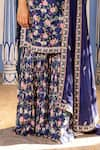 Suruchi Parakh_Blue Georgette Crepe Printed Garden Scoop Neck Kurta Sharara Set _Online_at_Aza_Fashions