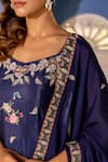 Suruchi Parakh_Blue Georgette Crepe Printed Garden Scoop Neck Kurta Sharara Set _at_Aza_Fashions