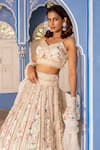 Suruchi Parakh_White Georgette Crepe Embroidered Vertical Line V Neck Lehenga Set _Online_at_Aza_Fashions