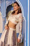 Suruchi Parakh_White Georgette Crepe Woven And Embroidered Floral Multi Panelled Lehenga Set _at_Aza_Fashions