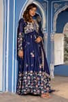 Suruchi Parakh_Blue Georgette Crepe Embroidery Cutdana V Neck And Sequin Anarkali With Dupatta _Online_at_Aza_Fashions