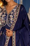 Buy_Suruchi Parakh_Blue Georgette Crepe Embroidery Cutdana V Neck And Sequin Anarkali With Dupatta _Online_at_Aza_Fashions