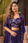 suruchi parakh_Purple Georgette Embroidered Butti V Neck Lehenga Set_Online_at_Aza_Fashions