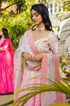 Buy Pink Raw Silk And Net Embroidered Floral Sweetheart Ombre Bridal ...