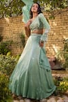 Buy_Suruchi Parakh_Green Georgette Crepe Hand Embroidered And Woven Bead Sequin Lehenga Blouse Set _Online_at_Aza_Fashions