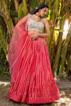 Buy_Suruchi Parakh_Pink Georgette Embroidery Floral Sweetheart Neck Sequin Lehenga Set _Online_at_Aza_Fashions