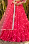 Suruchi Parakh_Pink Georgette Embroidery Floral Round Neck Flower Butti Pattern Lehenga Set _at_Aza_Fashions