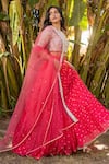 Suruchi Parakh_Pink Georgette Embroidery Floral Round Neck Flower Butti Pattern Lehenga Set _Online_at_Aza_Fashions