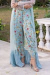 Buy_Suruchi Parakh_Blue Georgette Embroidered Floral U Neck Jacket And Dhoti Pant Set _Online_at_Aza_Fashions