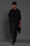MATI_Black 100% Cotton Front Open Jacket And Pant Set_at_Aza_Fashions