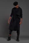 Shop_MATI_Black 100% Cotton Front Open Jacket And Pant Set_Online_at_Aza_Fashions