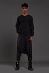 MATI_Black 100% Cotton Hand Woven T-shirt _Online_at_Aza_Fashions