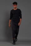 Buy_MATI_Black 100% Cotton Hand Woven T-shirt _Online_at_Aza_Fashions