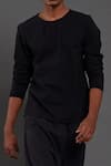 Shop_MATI_Black 100% Cotton Hand Woven T-shirt _Online_at_Aza_Fashions