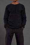 Mati_Black 100% Cotton Hand Woven T-shirt Shorts Set _Online_at_Aza_Fashions