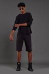 Buy_Mati_Black 100% Cotton Hand Woven T-shirt Shorts Set _Online_at_Aza_Fashions