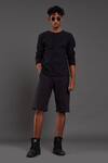 Shop_Mati_Black 100% Cotton Hand Woven T-shirt Shorts Set _Online_at_Aza_Fashions