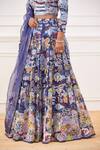 Rahul Mishra_Blue Blouse And Lehenga - Silk Embroidery Sequin & Under Water 3d Hand Set _Online_at_Aza_Fashions