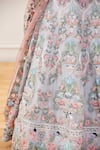 Buy_Rahul Mishra_Blue Lehenga And Blouse Shell- Silk Embroidered Floral V Gul-e-bahar Bridal Set _Online_at_Aza_Fashions