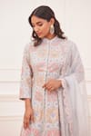 Rahul Mishra_Blue Kurta - Silk Embroidery Thread And Sequin Band Floral Anarkali Palazzo Set _Online_at_Aza_Fashions