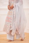 Buy_Rahul Mishra_Blue Kurta - Silk Embroidery Thread And Sequin Band Floral Anarkali Palazzo Set _Online_at_Aza_Fashions