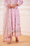 Rahul Mishra_Purple Kurta - Silk Embroidery Thread Band Floral Anarkali Set _Online_at_Aza_Fashions