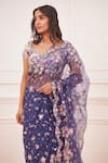 Rahul Mishra_Blue Saree - Silk And Blouse - Viscose Embroidery Thread & Aaina Hand With _Online_at_Aza_Fashions