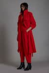 Buy_MATI_Red 100% Cotton Solid Notched Milestone Travel Jacket And Pant Set _Online_at_Aza_Fashions