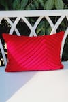 Throwpillow_Red Blend Of Cotton And Polyester Pleated Cushion Pillow Cover _at_Aza_Fashions