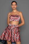 Redefine Peach Mashru Silk Arch Scoop Neck Print Bandeau Online at Aza Fashions Redefine_Peach Mashru Silk Arch Scoop Neck Print Bandeau_Online_at_Aza_Fashions
