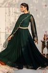 Redpine Designs_Green Viscose Georgette Hand Embroidered Cutdana Round Anarkali With Dupatta _Online_at_Aza_Fashions