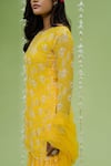 Redpine Designs_Yellow Viscose Georgette Printed Floral Round Kurta Sharara Set _Online_at_Aza_Fashions