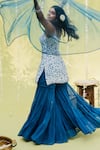 Buy_Redpine Designs_Blue Kurta  Viscose Georgette Printed Floral Round Sharara Set _Online_at_Aza_Fashions