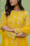 Buy_Redpine Designs_Yellow Viscose Georgette Printed Floral Round Kurta Sharara Set _Online_at_Aza_Fashions