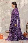 Buy_Redpine Designs_Purple Viscose Georgette Printed Floral One Pre-draped Saree With Blouse _Online_at_Aza_Fashions