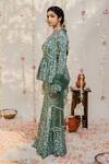 Buy_Redpine Designs_Green Dupatta  Net, Viscose Crepe Silk Cutdana, Print Peplum Sharara Set _Online_at_Aza_Fashions