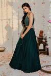 Shop_Redpine Designs_Green Viscose Georgette, Dupatta  Net Cutdana, Sequins, Layered Lehenga Set _Online_at_Aza_Fashions