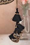 Amyra_Black Embroidery, Tassels Resham Flower Vine Potli Bag _Online_at_Aza_Fashions
