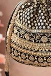 Buy_Amyra_Black Embroidery, Tassels Resham Flower Vine Potli Bag _Online_at_Aza_Fashions