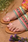 Coral Haze_Multi Color Thread Riley Hand Embroidered Kolhapuri Sandals _Online_at_Aza_Fashions