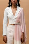 Rishi and Vibhuti_Ivory Linen Attached Drape Lapel Collar Shirt With Pant _Online_at_Aza_Fashions